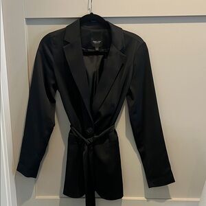 Simply Vera Chic Black Satin Blazer with Belt